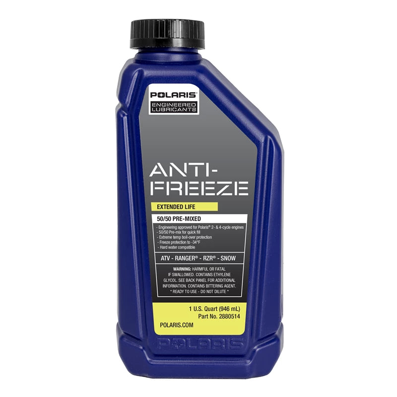 Polaris 50/50 Premix Extended Life Antifreeze, Snowmobiles and ORV Aluminum Cooling Systems, 2880514, 1 Quart - The Parts Lodge