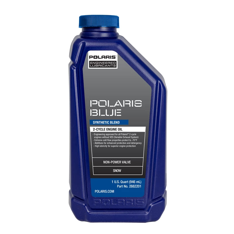 Polaris Blue Synthetic Blend 2-Cycle Oil, For Polaris 2-Stroke Snowmobiles, 2882201, 1 Quart - The Parts Lodge