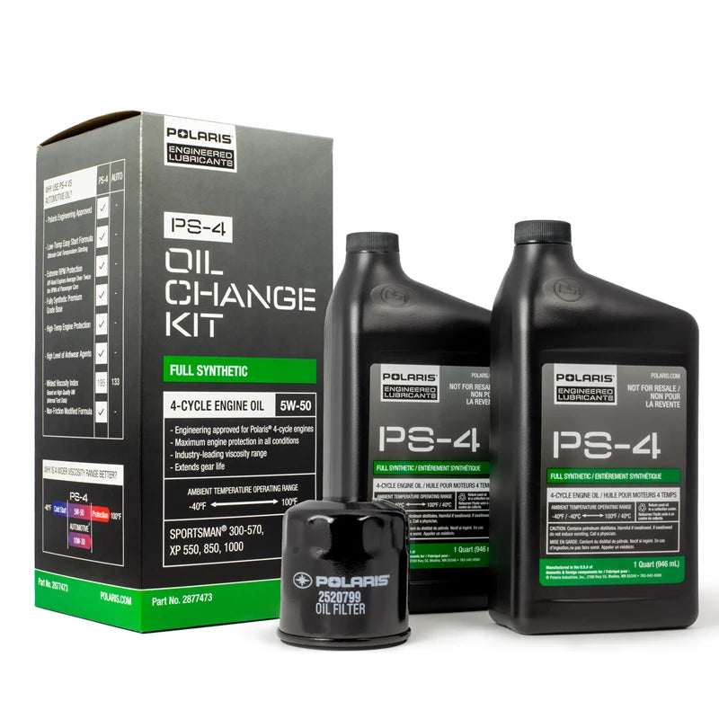 Polaris Full Synthetic Oil Change Kit, 2877473, 2 Quarts of PS-4 Engine Oil and 1 Oil Filter - The Parts Lodge