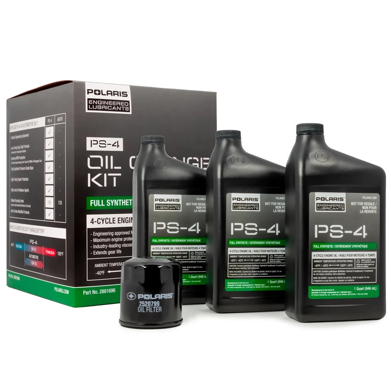 Polaris Full Synthetic Oil Change Kit, 2881696, 3 Quarts of PS-4 Engine Oil and 1 Oil Filter - The Parts Lodge