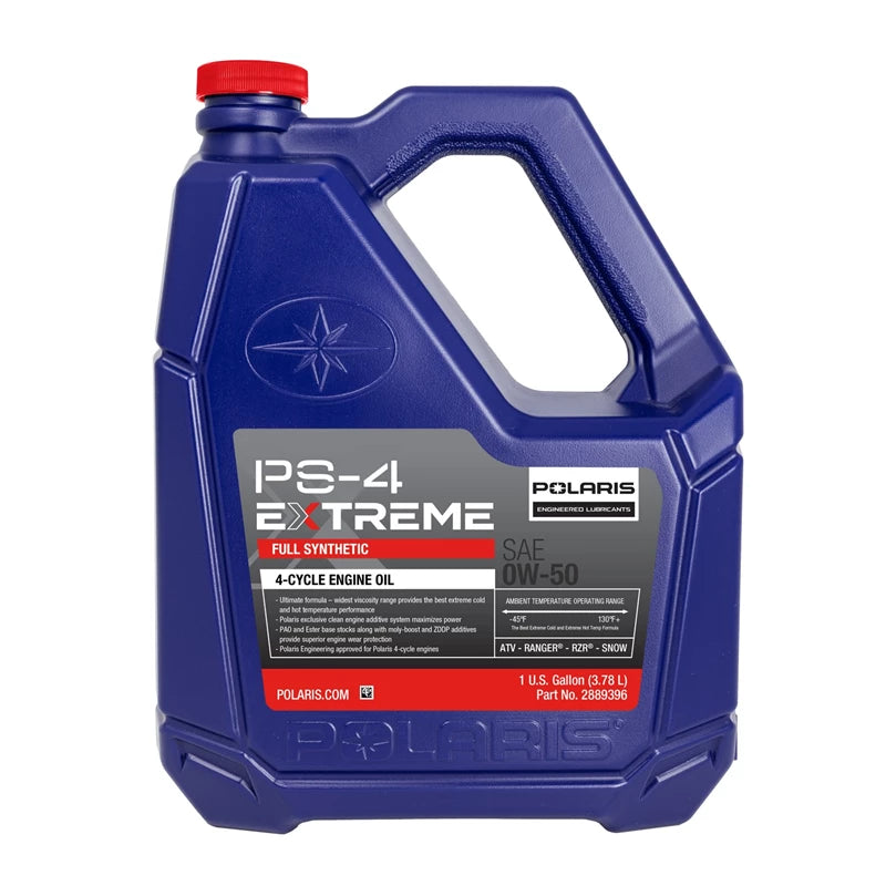 Polaris PS-4 Extreme Full Synthetic 0W-50 Engine Oil, 4-Stroke Engines, 2889396, 1 Gallon - The Parts Lodge