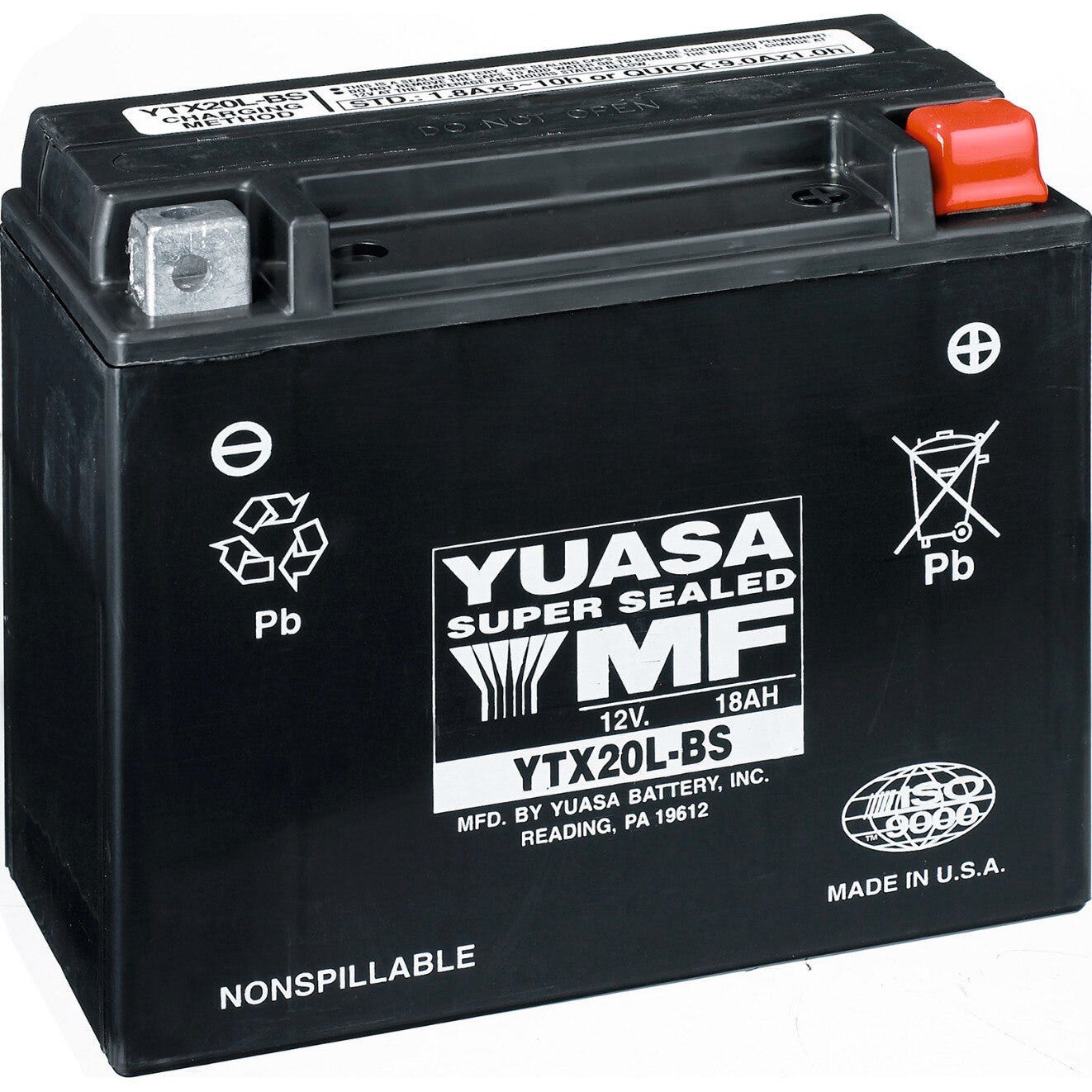 Yuasaâ  Battery - 18 Amps. Wet (YTX20L-BS) - 410301203 - The Parts Lodge