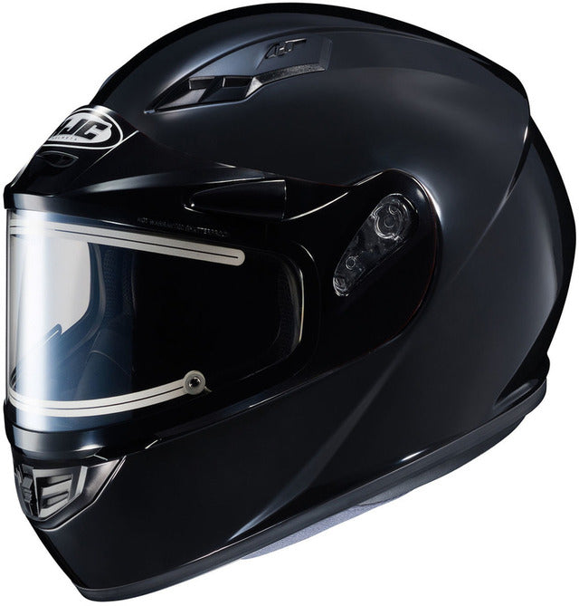 HJC CS-R3 Snow (Electric Shield) Solid Gloss Black Helmet - The Parts Lodge